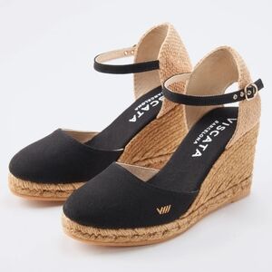 Viscata Barcelona Satuna Canvas Espadrille Wedges In Black